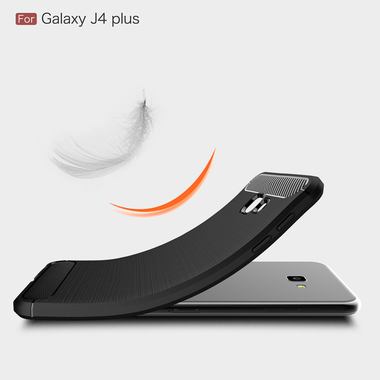 Plastový kryt s broušenou texturou pro Samsung Galaxy J4 Plus - šedý