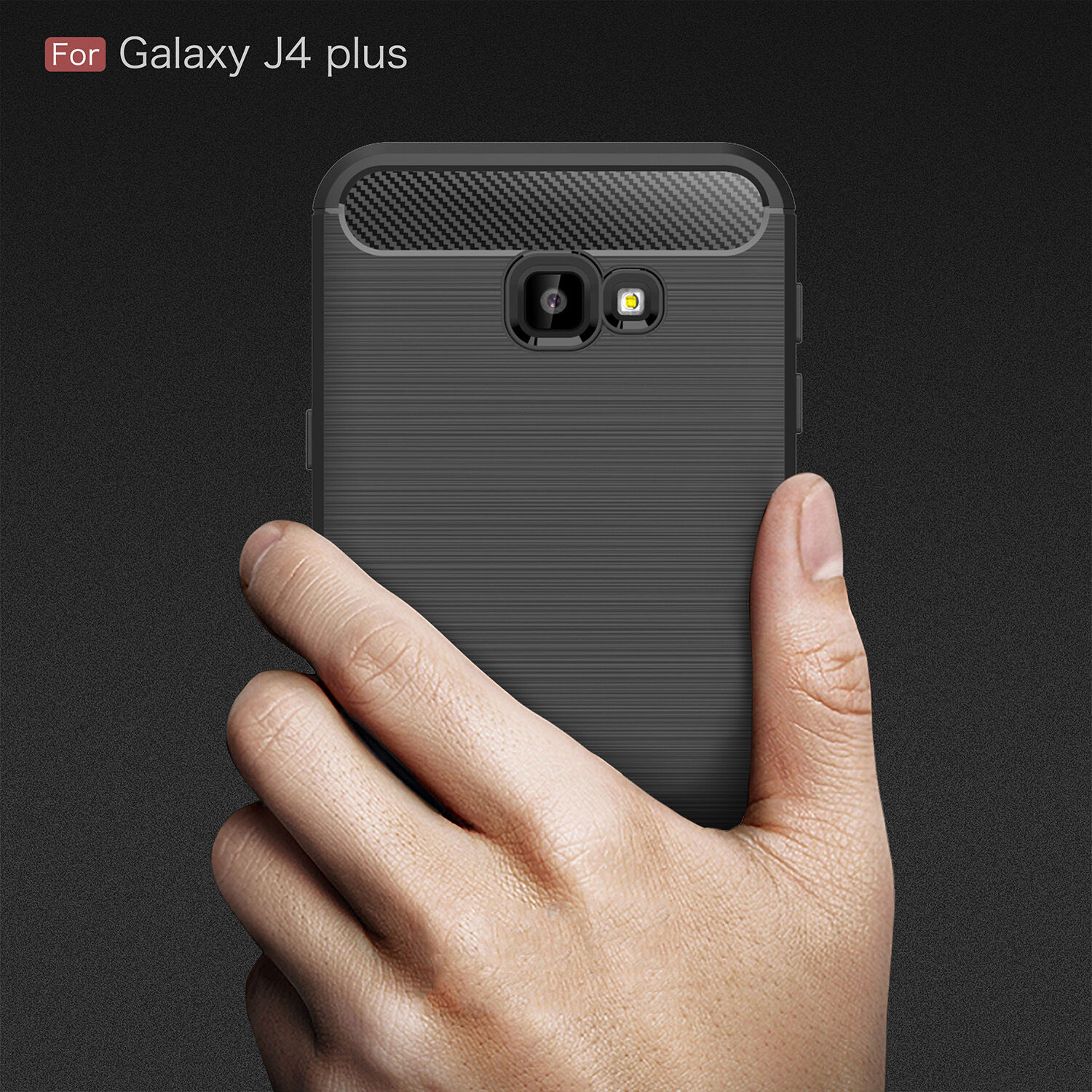 Plastový kryt s broušenou texturou pro Samsung Galaxy J4 Plus - šedý