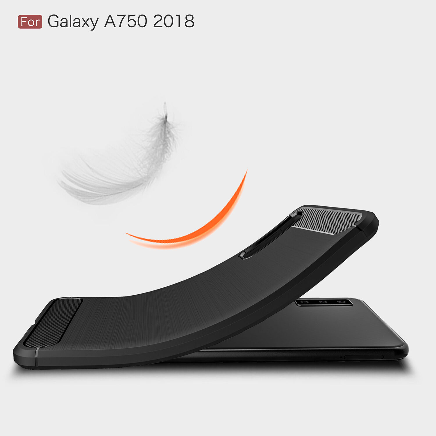 Plastový kryt s broušenou texturou pro Samsung Galaxy A7 (2018) - červený