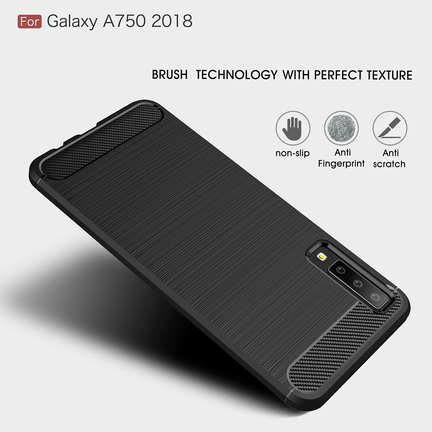 Plastový kryt s broušenou texturou pro Samsung Galaxy A7 (2018) - šedý