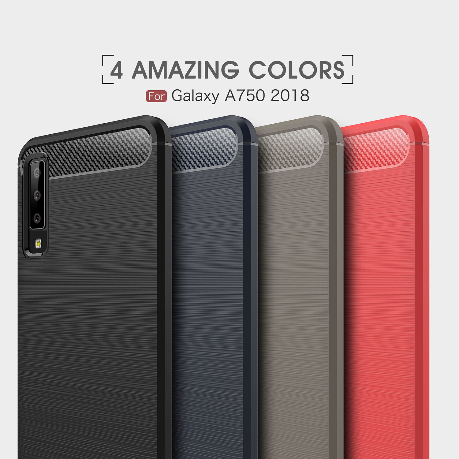 Plastový kryt s broušenou texturou pro Samsung Galaxy A7 (2018) - šedý