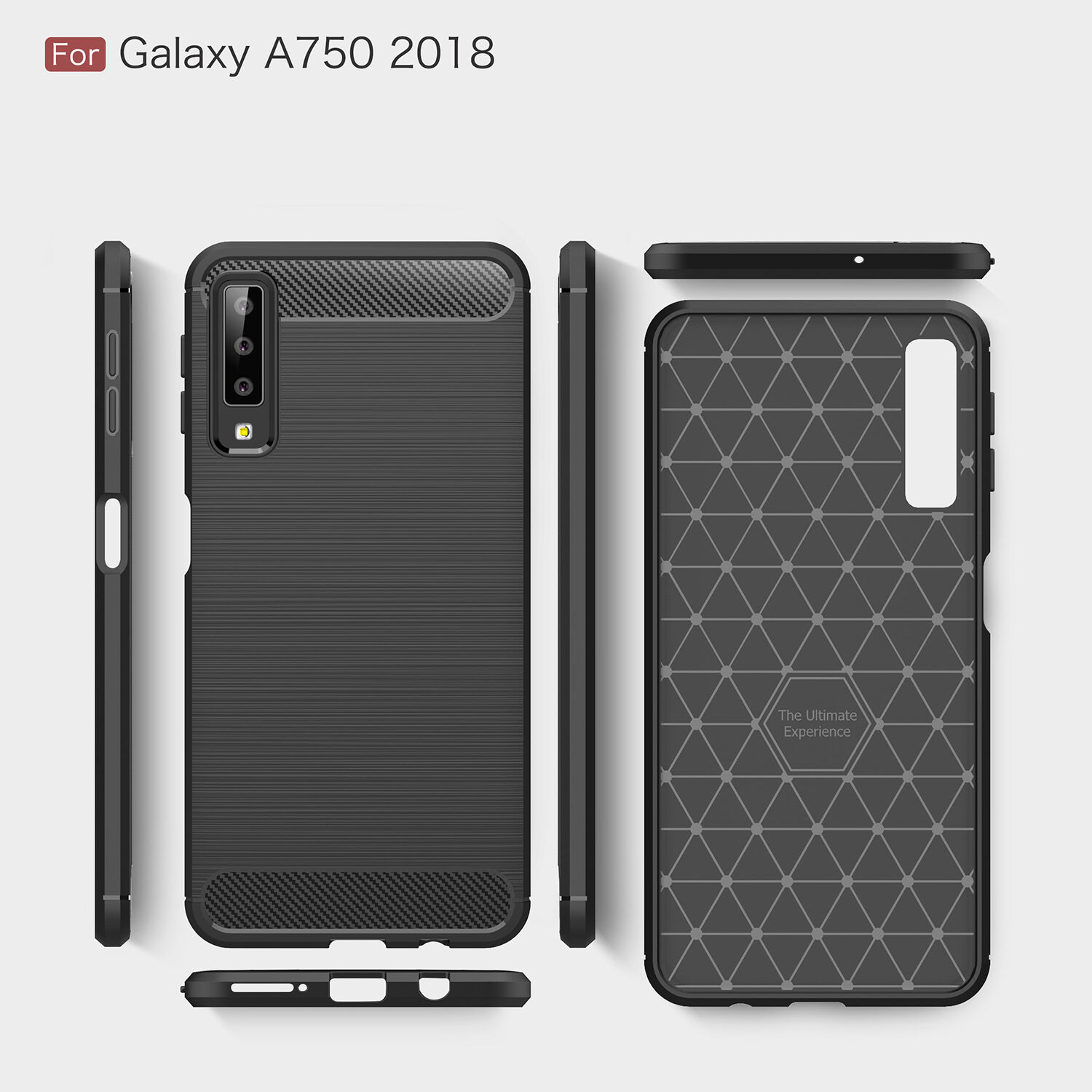 Plastový kryt s broušenou texturou pro Samsung Galaxy A7 (2018) - šedý