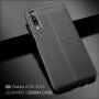 Litchi kožený kryt pro Samsung Galaxy A7 (2018) - tmavěmodrý