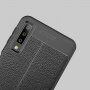 Litchi kožený kryt pro Samsung Galaxy A7 (2018) - tmavěmodrý