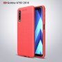 Litchi kožený kryt pro Samsung Galaxy A7 (2018) - tmavěmodrý