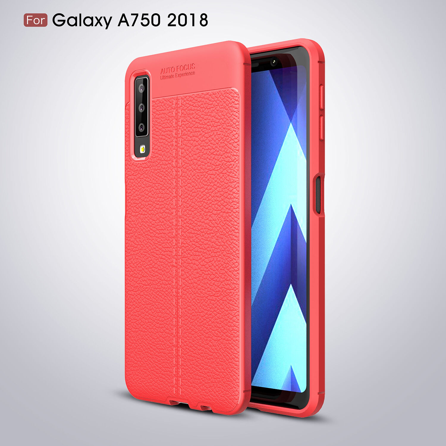 Litchi kožený kryt pro Samsung Galaxy A7 (2018) - tmavěmodrý
