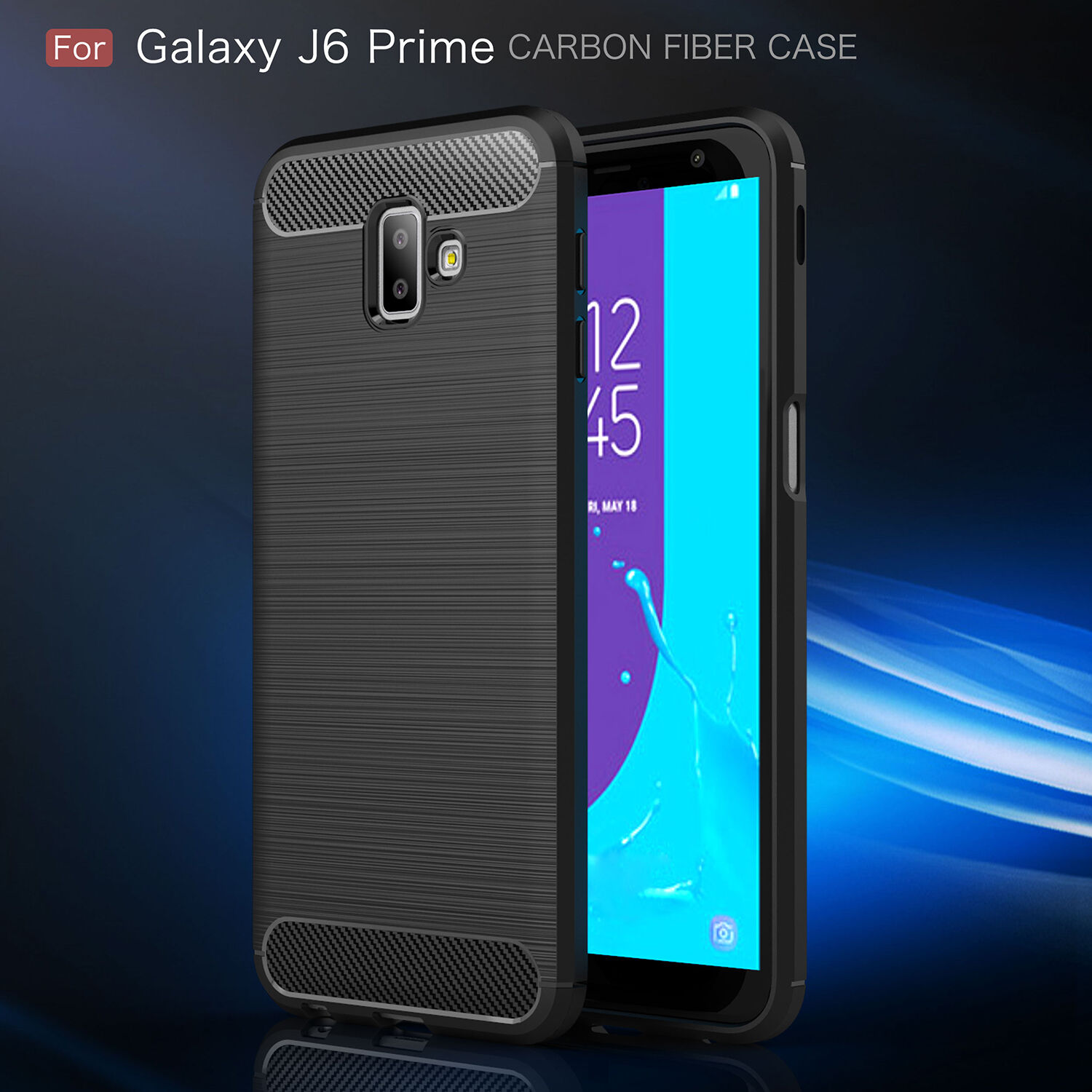 Plastový kryt s broušenou texturou pro Samsung Galaxy J6 Plus - tmavěmodrý