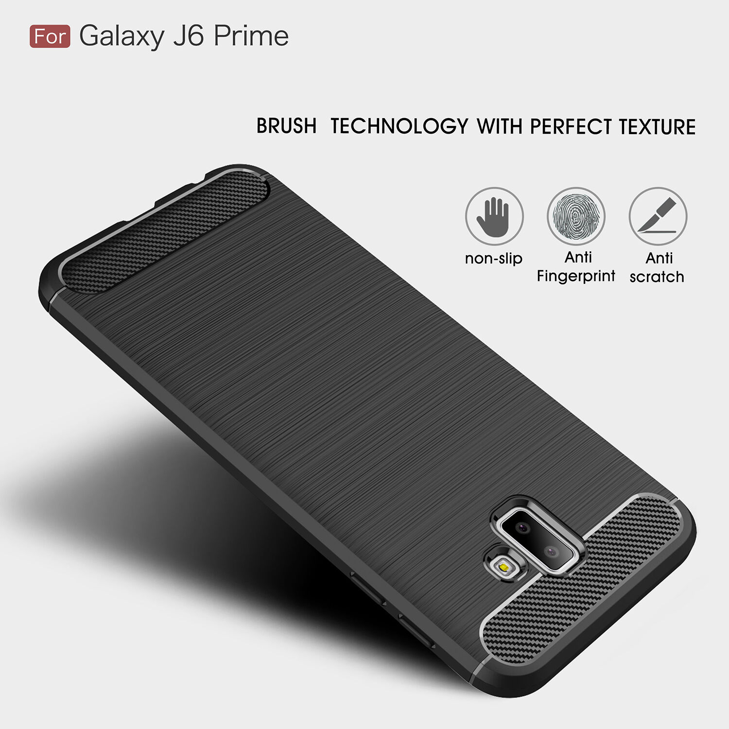Plastový kryt s broušenou texturou pro Samsung Galaxy J6 Plus - tmavěmodrý