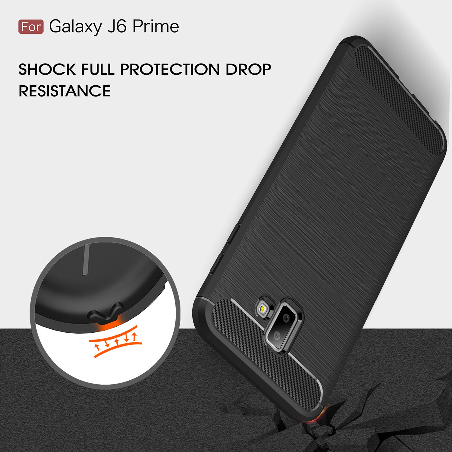Plastový kryt s broušenou texturou pro Samsung Galaxy J6 Plus - tmavěmodrý