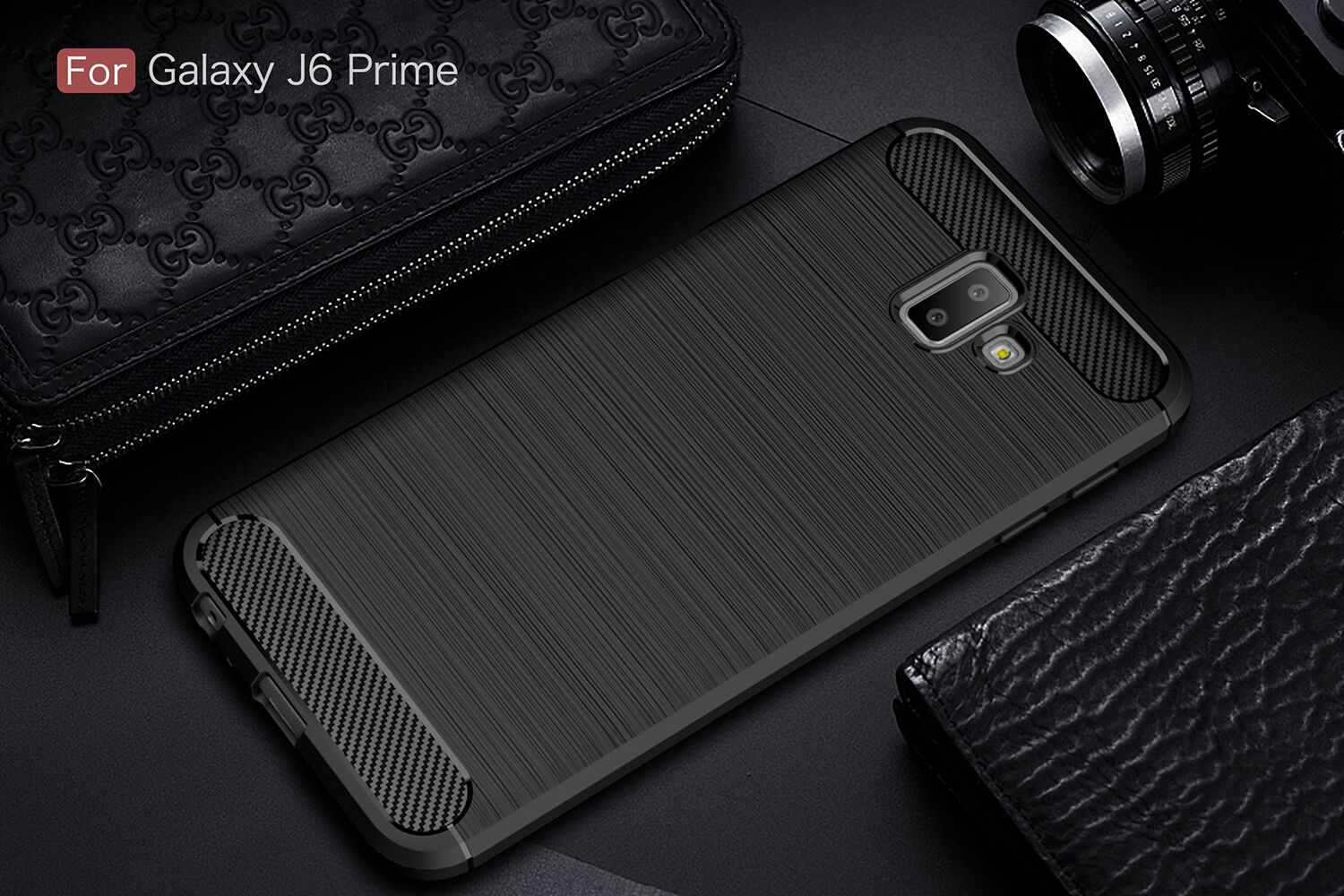 Plastový kryt s broušenou texturou pro Samsung Galaxy J6 Plus - tmavěmodrý
