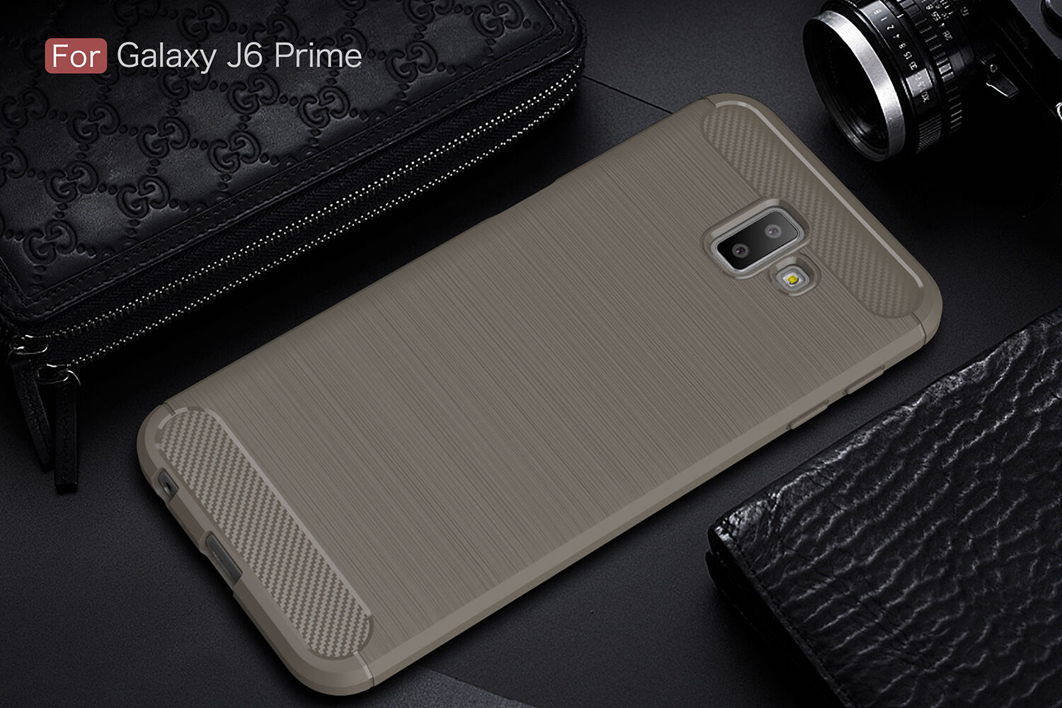 Plastový kryt s broušenou texturou pro Samsung Galaxy J6 Plus - tmavěmodrý
