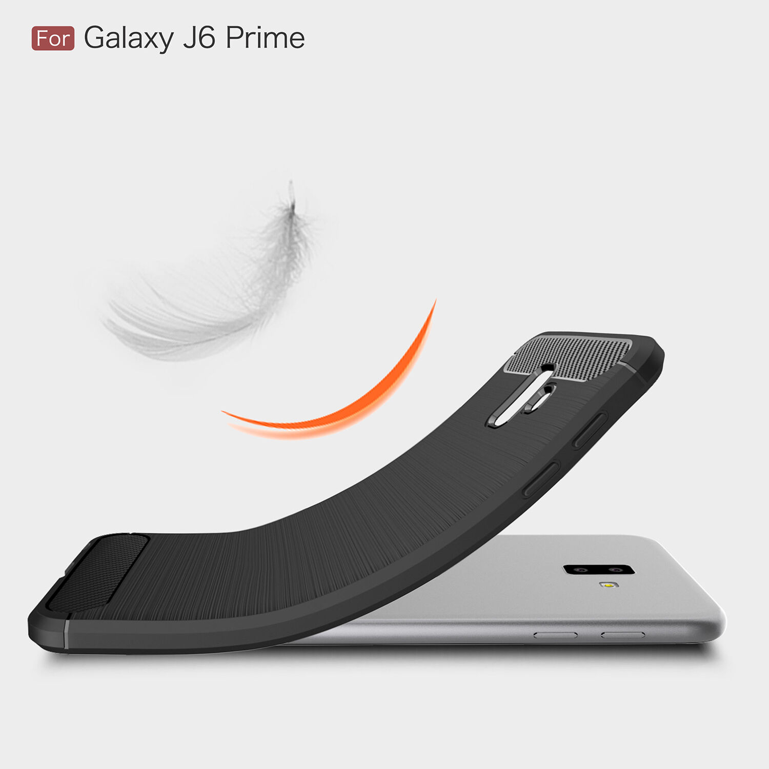 Plastový kryt s broušenou texturou pro Samsung Galaxy J6 Plus - černý