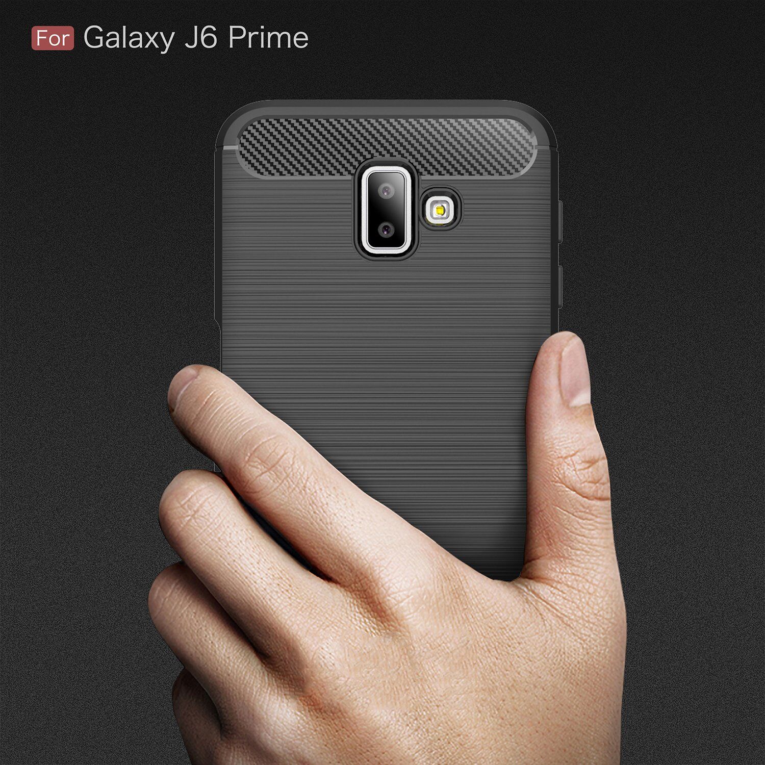 Plastový kryt s broušenou texturou pro Samsung Galaxy J6 Plus - černý