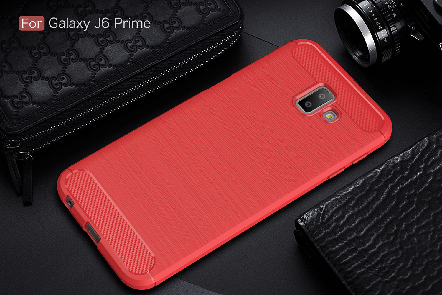 Plastový kryt s broušenou texturou pro Samsung Galaxy J6 Plus - černý