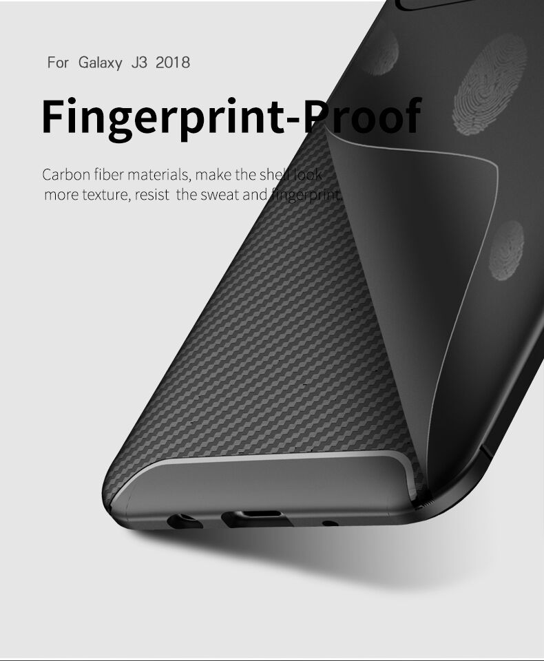 Ipaky plastový kryt s texturou karbonu pro Samsung Galaxy J3 (2018) - tmavěmodrý
