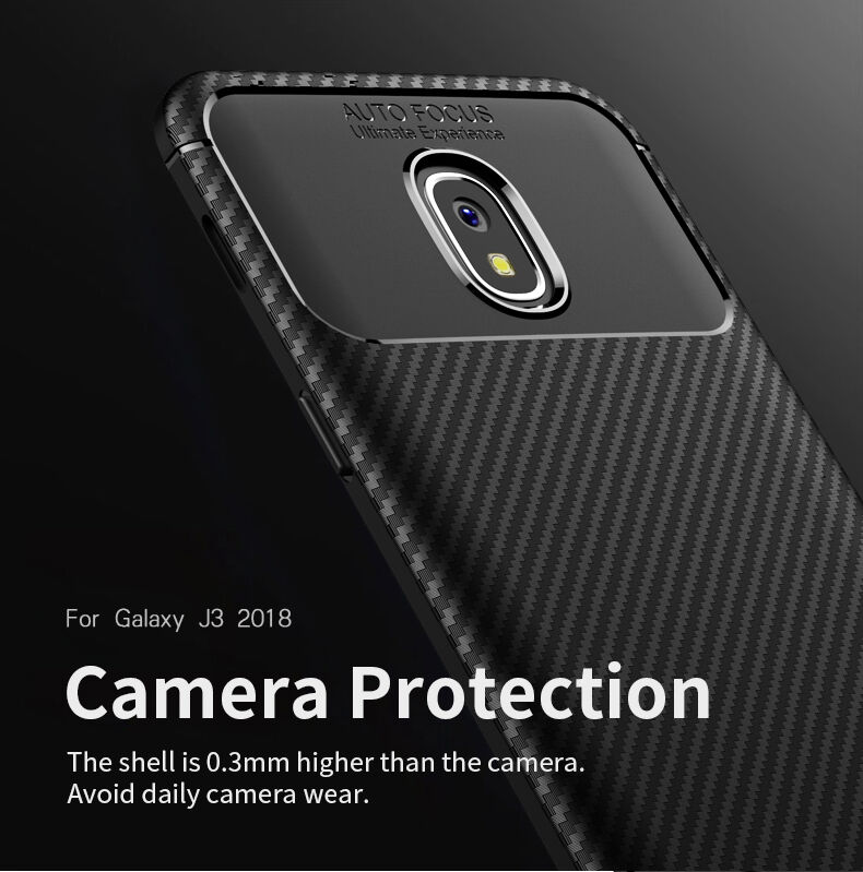Ipaky plastový kryt s texturou karbonu pro Samsung Galaxy J3 (2018) - černý