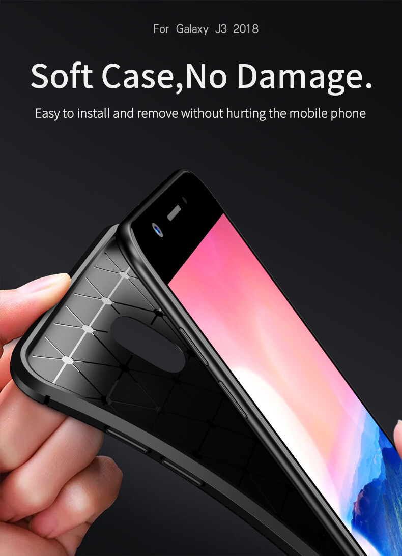 Ipaky plastový kryt s texturou karbonu pro Samsung Galaxy J3 (2018) - černý