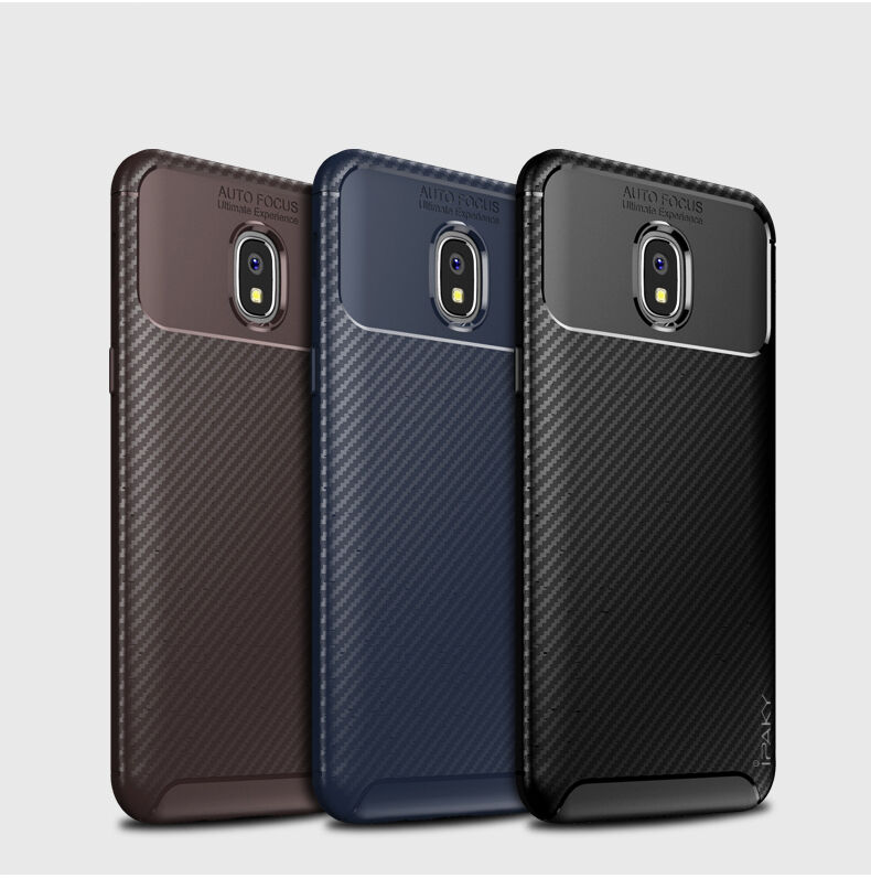 Ipaky plastový kryt s texturou karbonu pro Samsung Galaxy J3 (2018) - černý