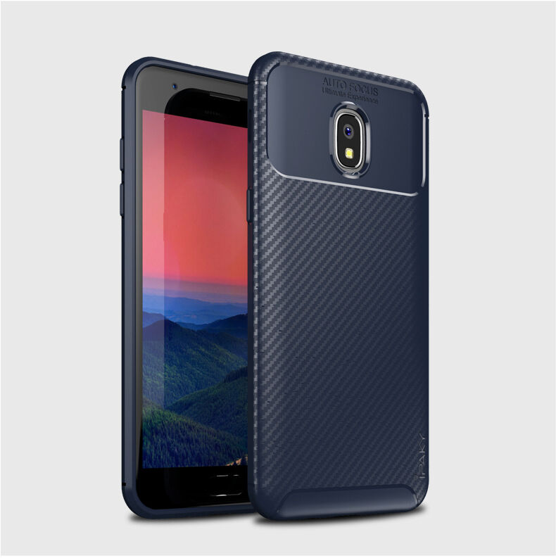 Ipaky plastový kryt s texturou karbonu pro Samsung Galaxy J3 (2018) - černý