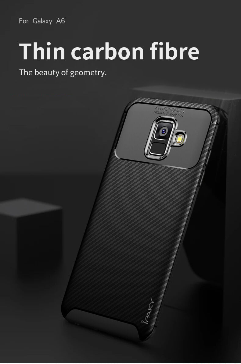 Ipaky plastový kryt s texturou karbonu pro Samsung Galaxy A6 (2018) - hnědý