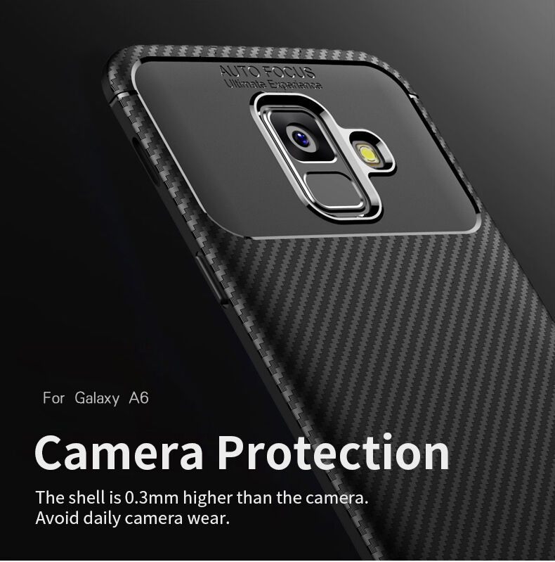 Ipaky plastový kryt s texturou karbonu pro Samsung Galaxy A6 (2018) - hnědý