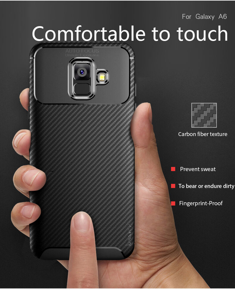 Ipaky plastový kryt s texturou karbonu pro Samsung Galaxy A6 (2018) - tmavěmodrý