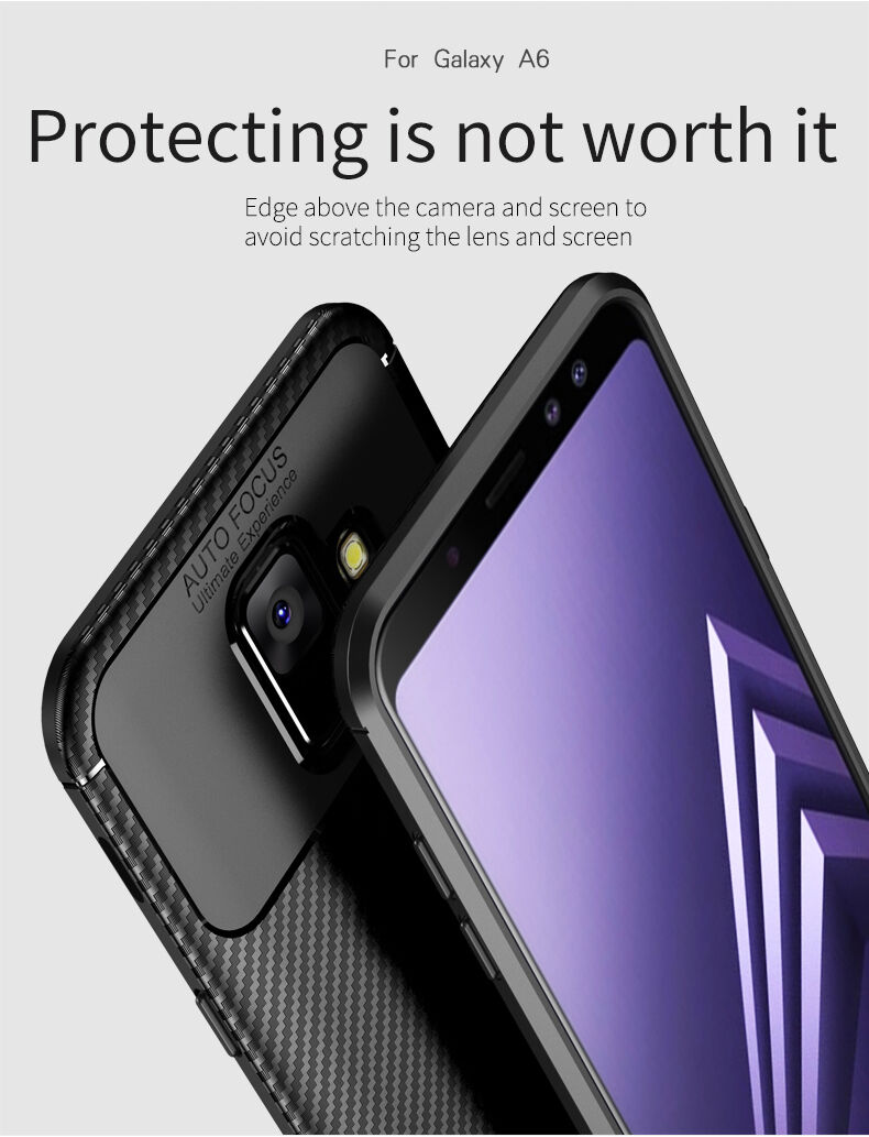 Ipaky plastový kryt s texturou karbonu pro Samsung Galaxy A6 (2018) - tmavěmodrý