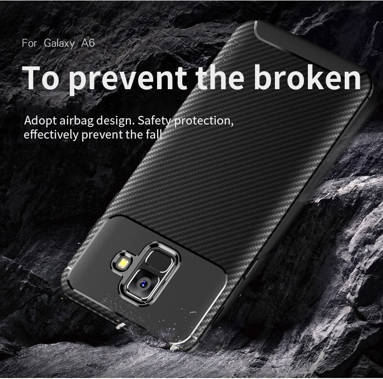 Ipaky plastový kryt s texturou karbonu pro Samsung Galaxy A6 (2018) - tmavěmodrý
