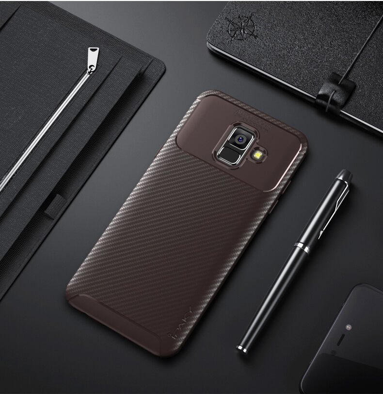 Ipaky plastový kryt s texturou karbonu pro Samsung Galaxy A6 (2018) - tmavěmodrý
