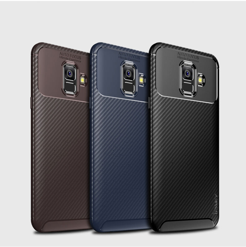 Ipaky plastový kryt s texturou karbonu pro Samsung Galaxy A6 (2018) - tmavěmodrý