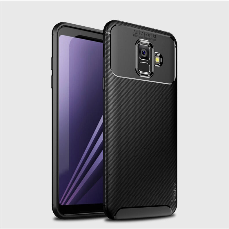 Ipaky plastový kryt s texturou karbonu pro Samsung Galaxy A6 (2018) - tmavěmodrý