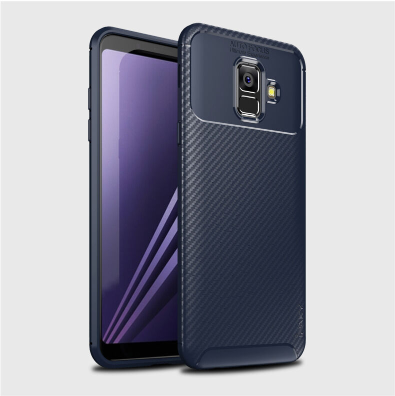 Ipaky plastový kryt s texturou karbonu pro Samsung Galaxy A6 (2018) - tmavěmodrý
