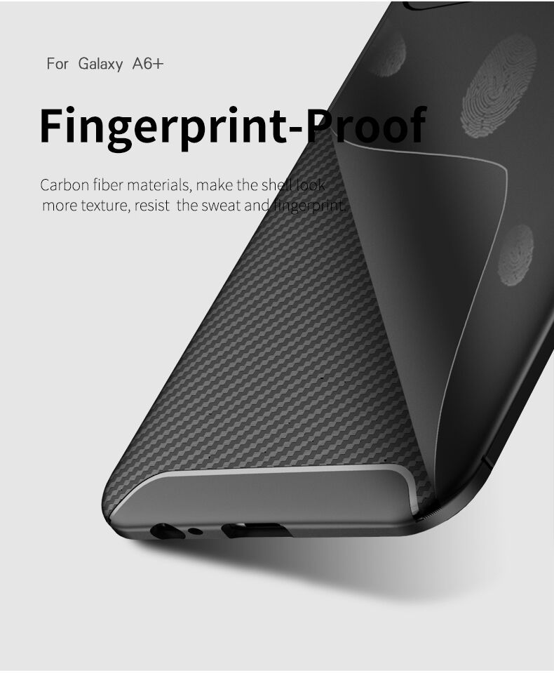 Ipaky plastový kryt s texturou karbonu pro Samsung Galaxy A6 Plus (2018) - hnědý