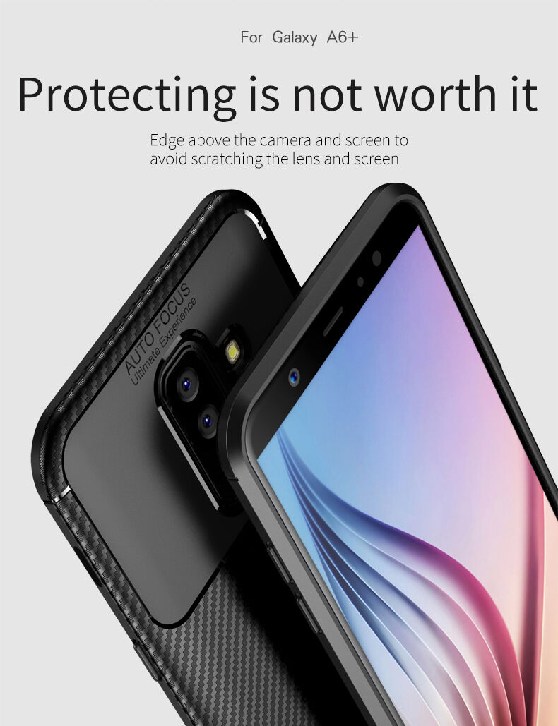 Ipaky plastový kryt s texturou karbonu pro Samsung Galaxy A6 Plus (2018) - hnědý
