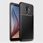Ipaky plastový kryt s texturou karbonu pro Samsung Galaxy A6 Plus (2018) - hnědý