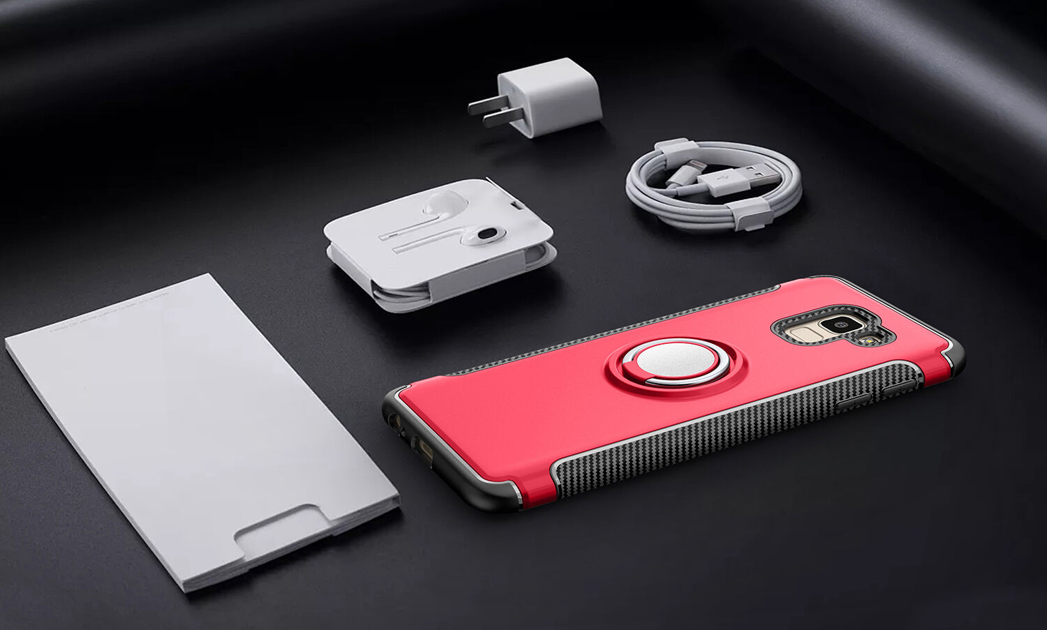Odolný kryt s držákem pro Samsung Galaxy J6 (2018) - červený