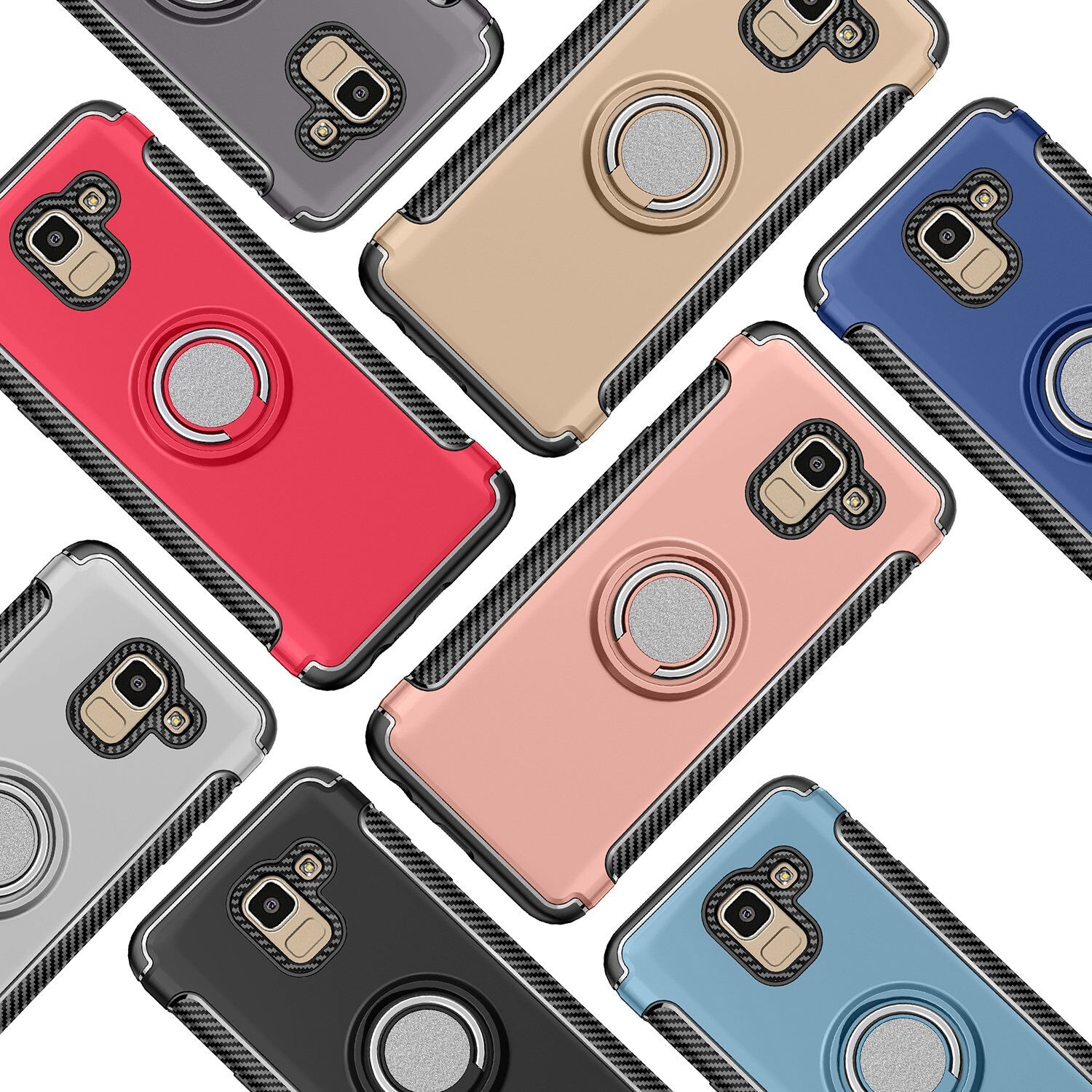 Odolný kryt s držákem pro Samsung Galaxy J6 (2018) - červený
