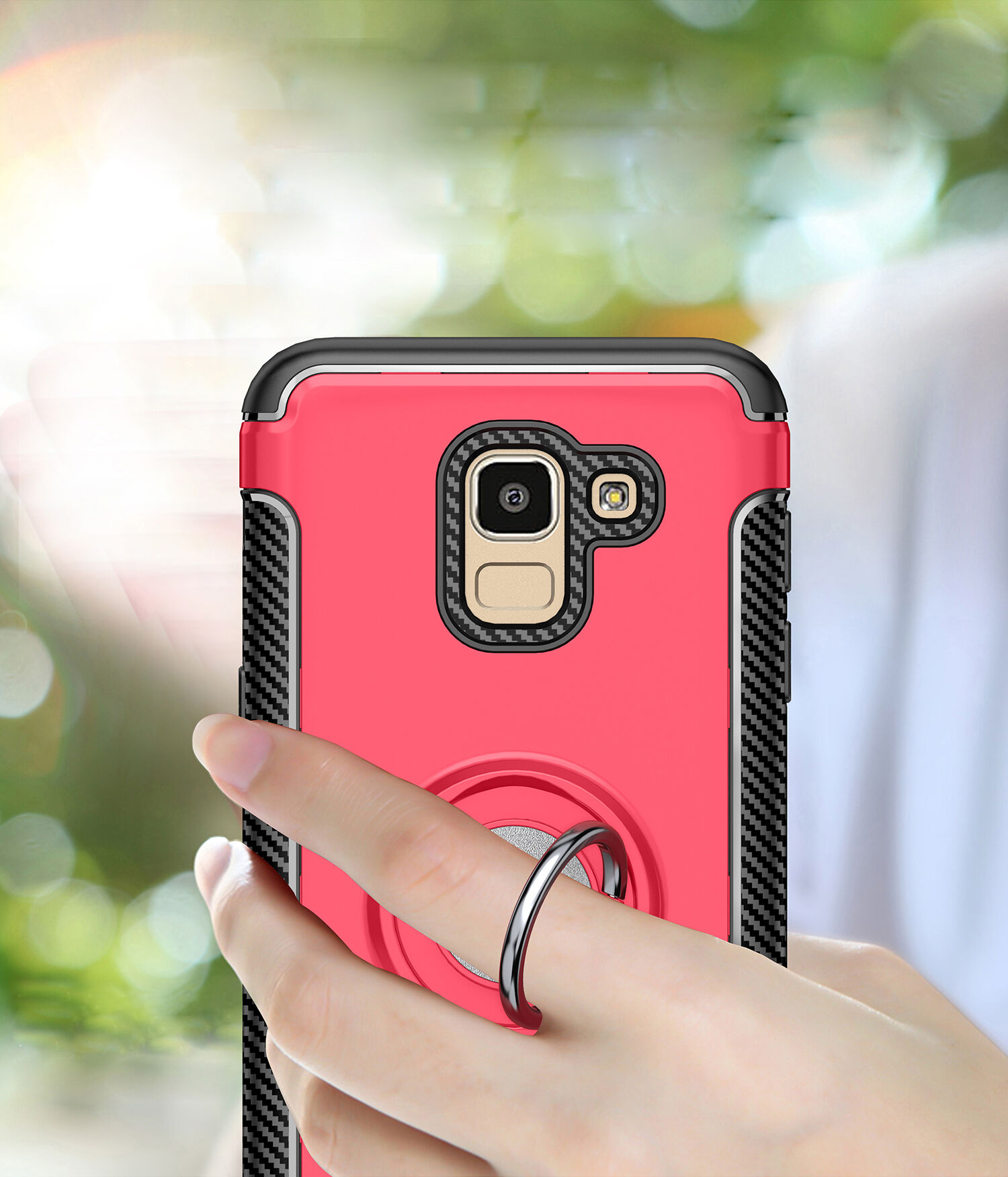 Odolný kryt s držákem pro Samsung Galaxy J6 (2018) - červený