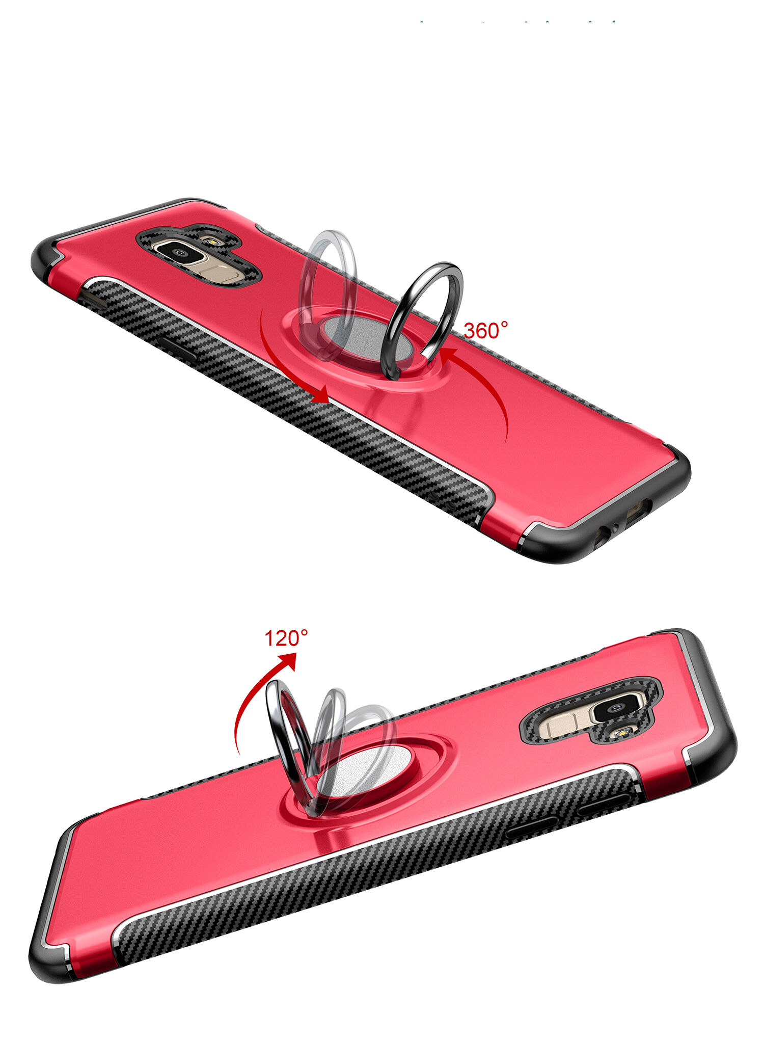 Odolný kryt s držákem pro Samsung Galaxy J6 (2018) - červený
