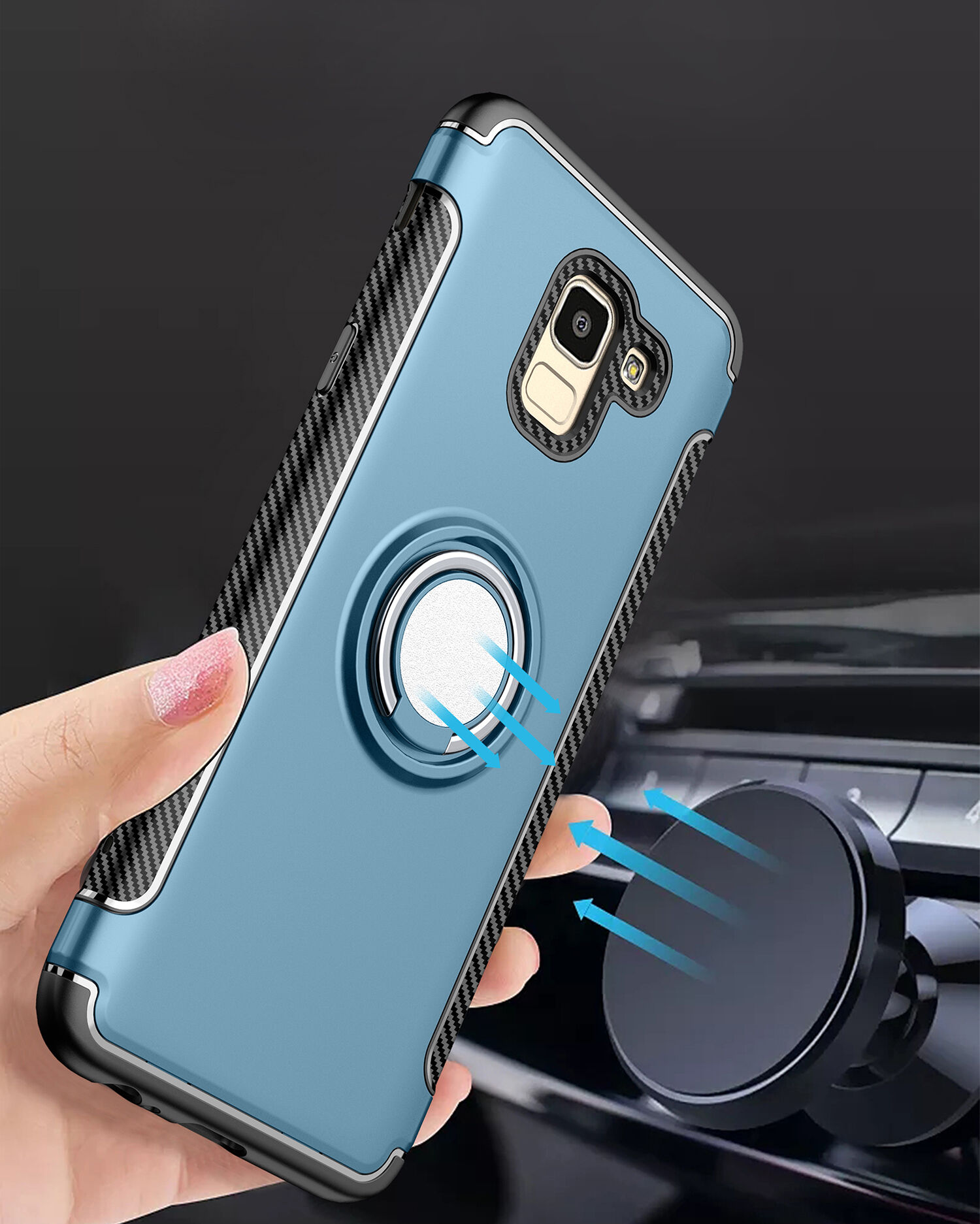 Odolný kryt s držákem pro Samsung Galaxy J6 (2018) - červený
