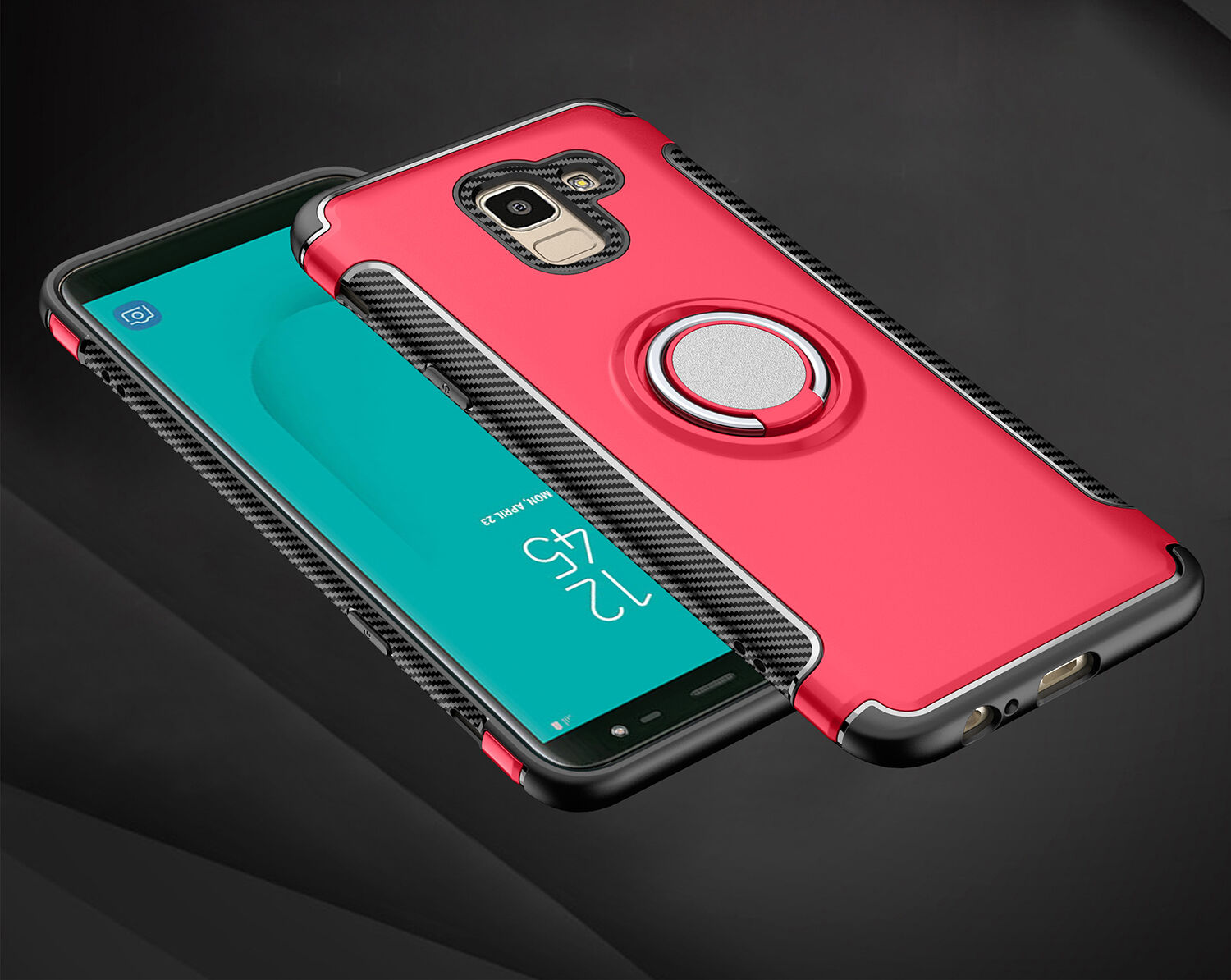 Odolný kryt s držákem pro Samsung Galaxy J6 (2018) - červený