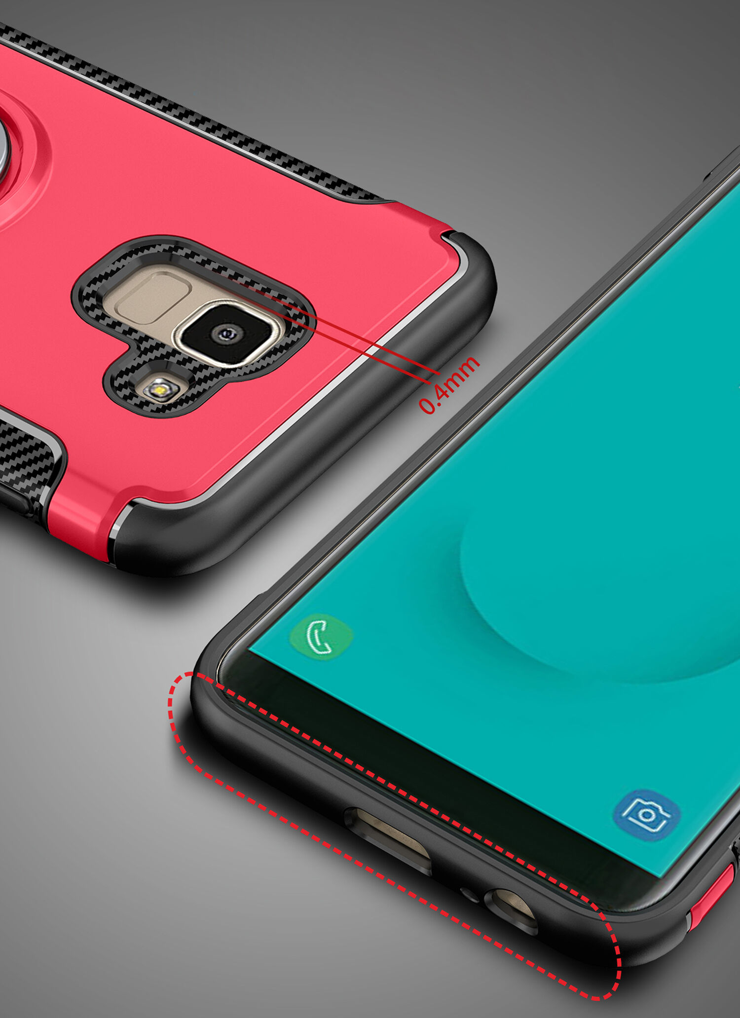 Odolný kryt s držákem pro Samsung Galaxy J6 (2018) - červený
