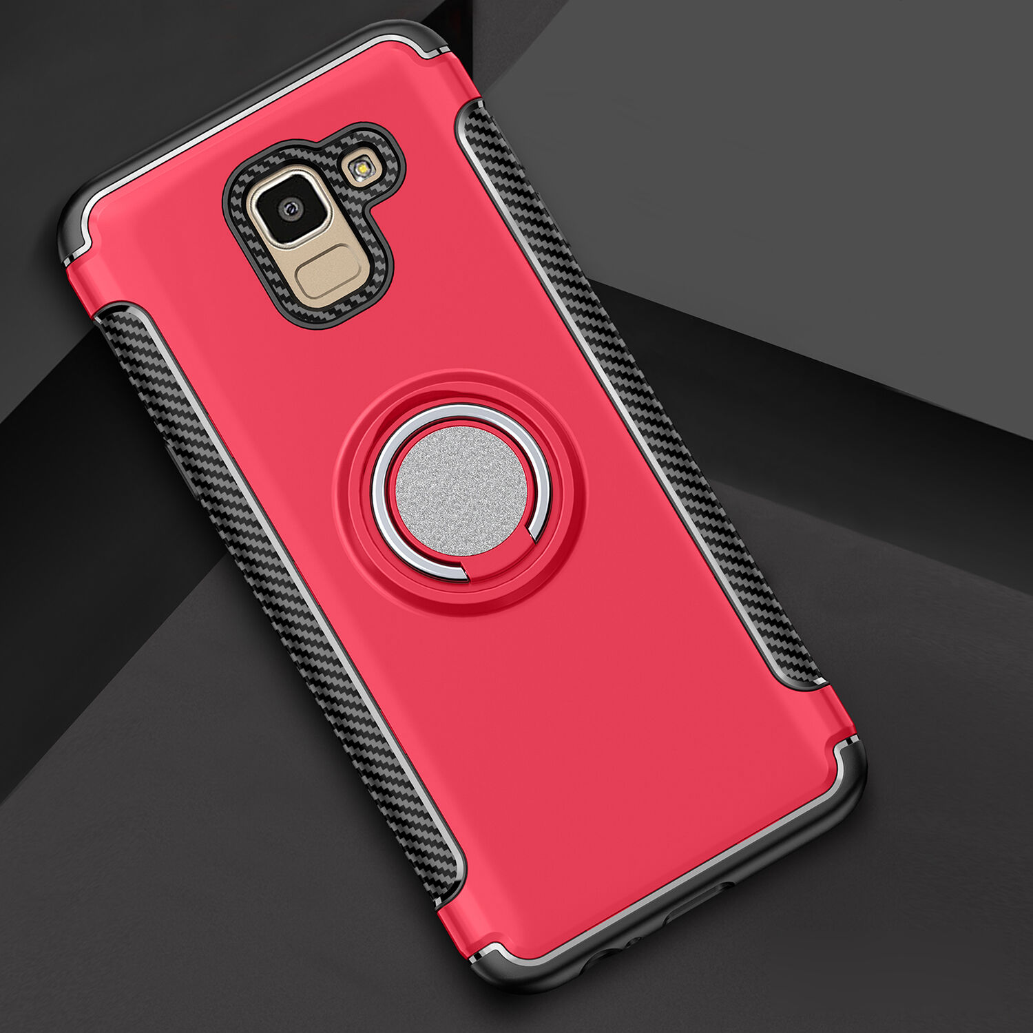 Odolný kryt s držákem pro Samsung Galaxy J6 (2018) - červený
