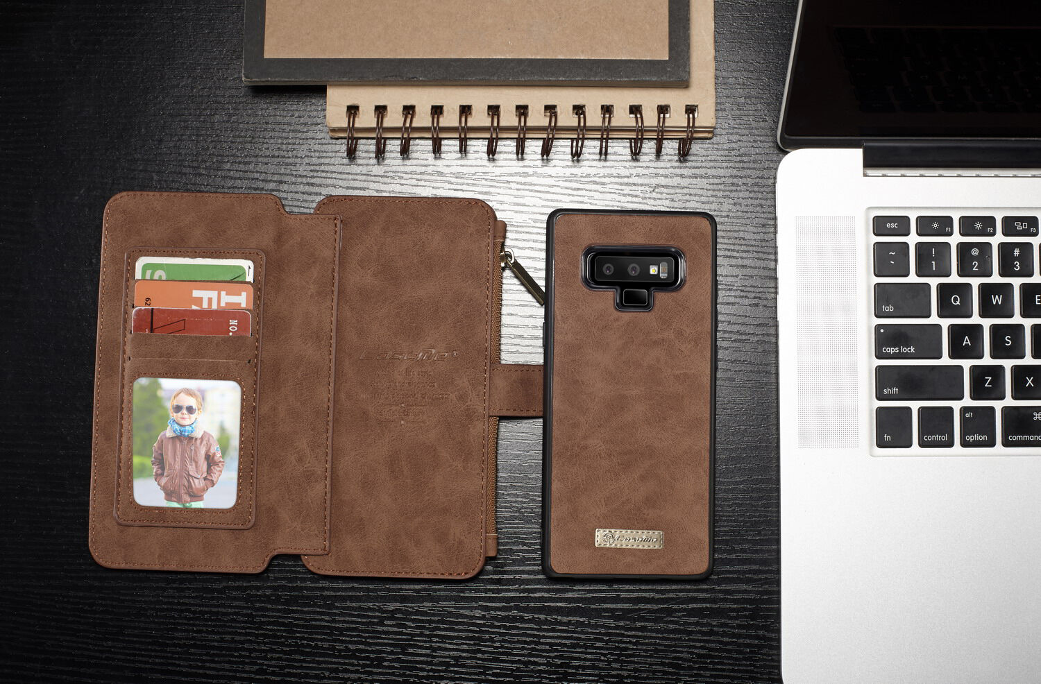 Caseme 2v1 peněženkové pouzdro pro Samsung Galaxy Note 9 - hnědé