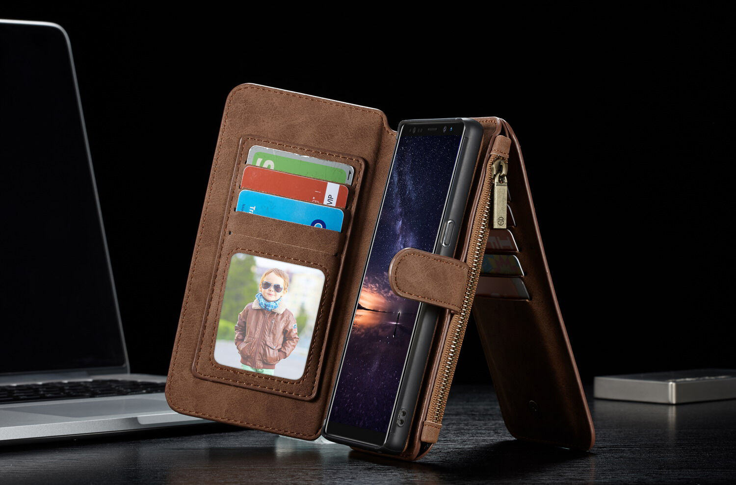 Caseme 2v1 peněženkové pouzdro pro Samsung Galaxy Note 9 - hnědé