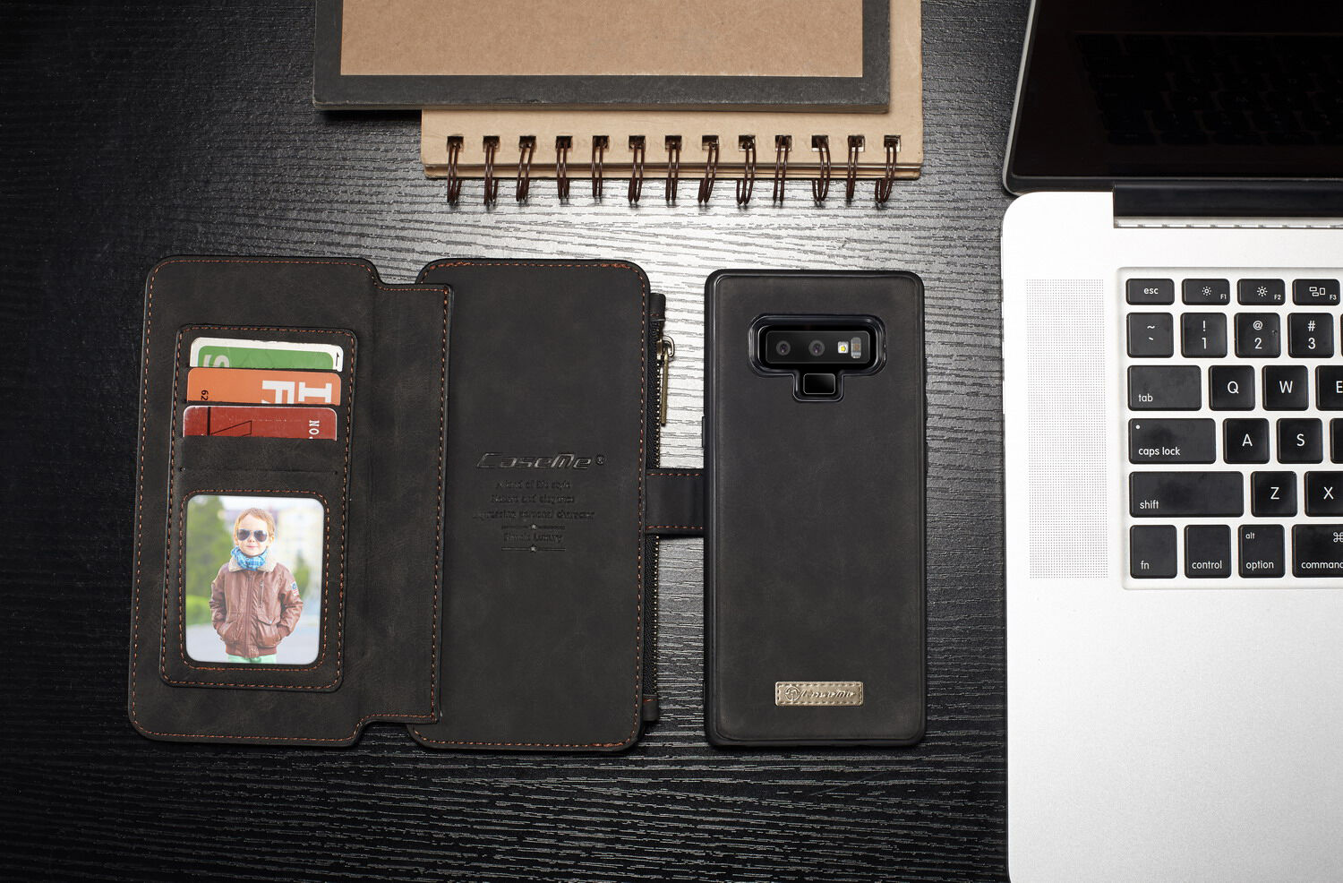 Caseme 2v1 peněženkové pouzdro pro Samsung Galaxy Note 9 - černé