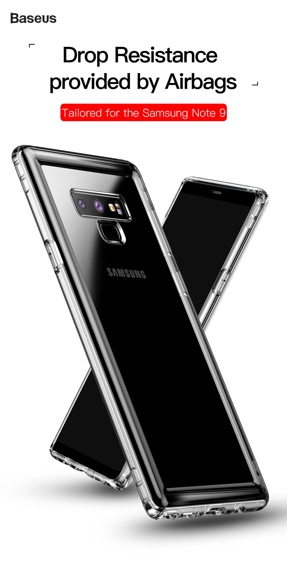Baseus Safety plastový kryt černý pro Samsung Galaxy Note 9 - transparentní