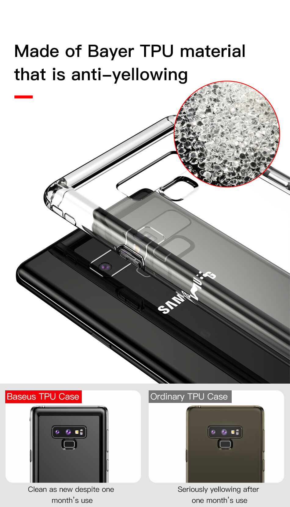 Baseus Safety plastový kryt černý pro Samsung Galaxy Note 9 - transparentní