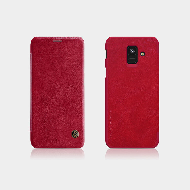 Nillkin Qin kožené flipové pouzdro pro Samsung Galaxy A6 (2018) - červené