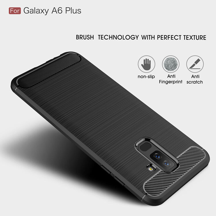 Plastový kryt s broušenou texturou pro Samsung Galaxy A6 Plus (2018) - tmavěmodrý